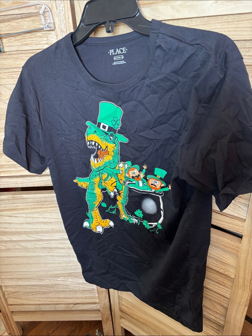 The Children's Place Black St. Patrick's Day Dino Graphic Tee XXL